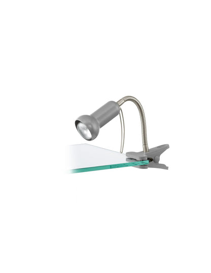 Desk lamp with jointed arm and clip, silver colour, brand Fabio Eglo.