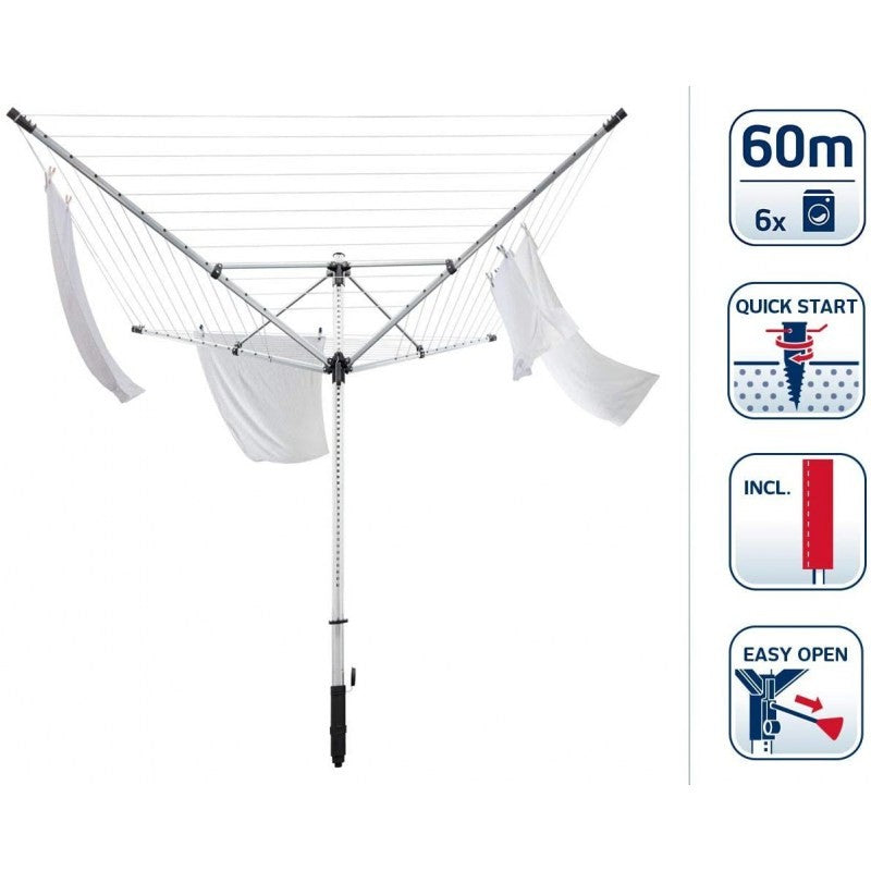 Leifheit Clothesline With Umbrella LinoLift 600 QuickStart