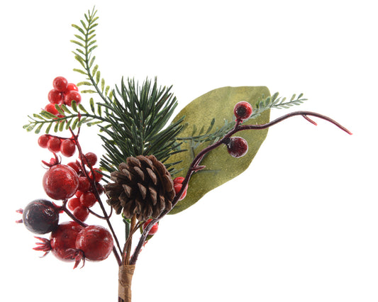 Decorative Christmas branch with berries H 20