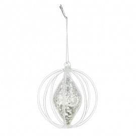 Christmas Decoration Glass ball Silver DROP 9.2 cm