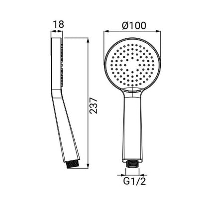 Vogue-Dusche – elegantes Design, Einzelstrahl, wassersparend und mattschwarze Oberfläche.