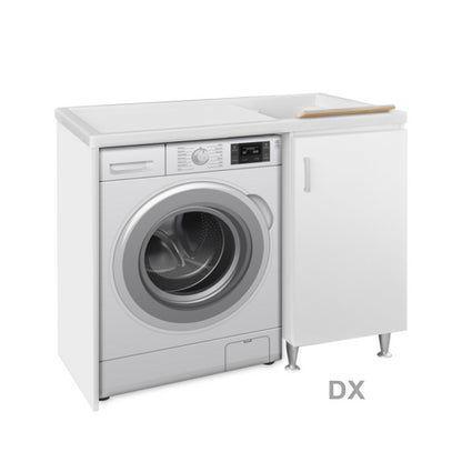 Wooden cabinet with sink + washing machine cover Mod. Idex