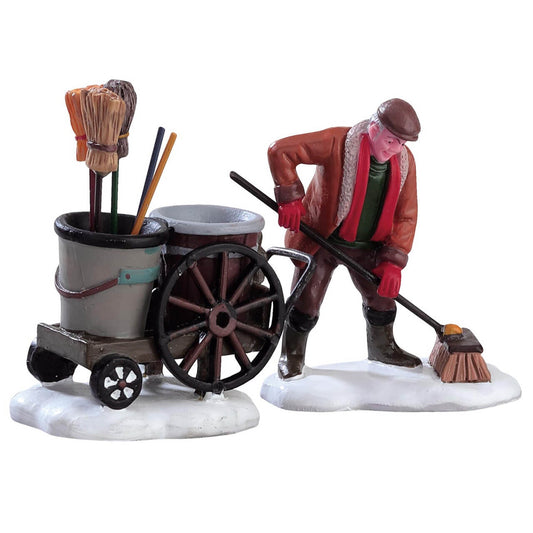 Street Sweeper Set Of 2 - Christmas Village Road Cleaning