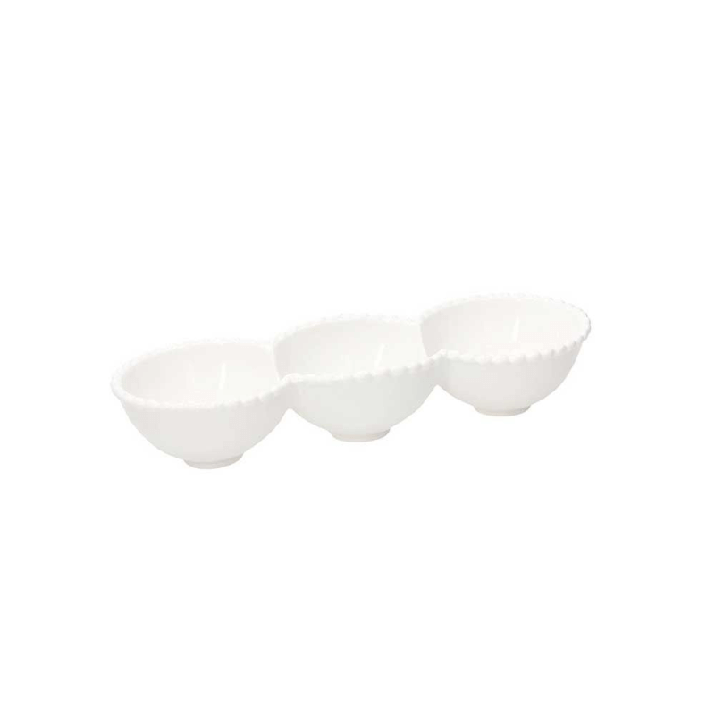 Plato Aperitivo 3 Compartimentos 27,5 Cm X 9 Cm X H 5 Cm Porcelana