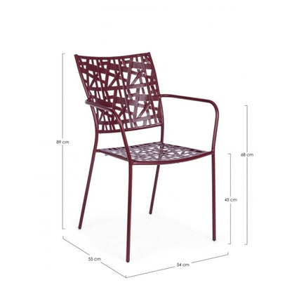 Kelsie Bordeaux Steel Chair With Armrests