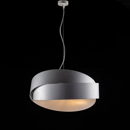 Lampadario a sospensione in ferro Bianco Argento due luci 46x h22 cm