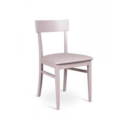 Light Grey Lacquered Wood Chair with Faux Leather Seat 445xh. 82 cm