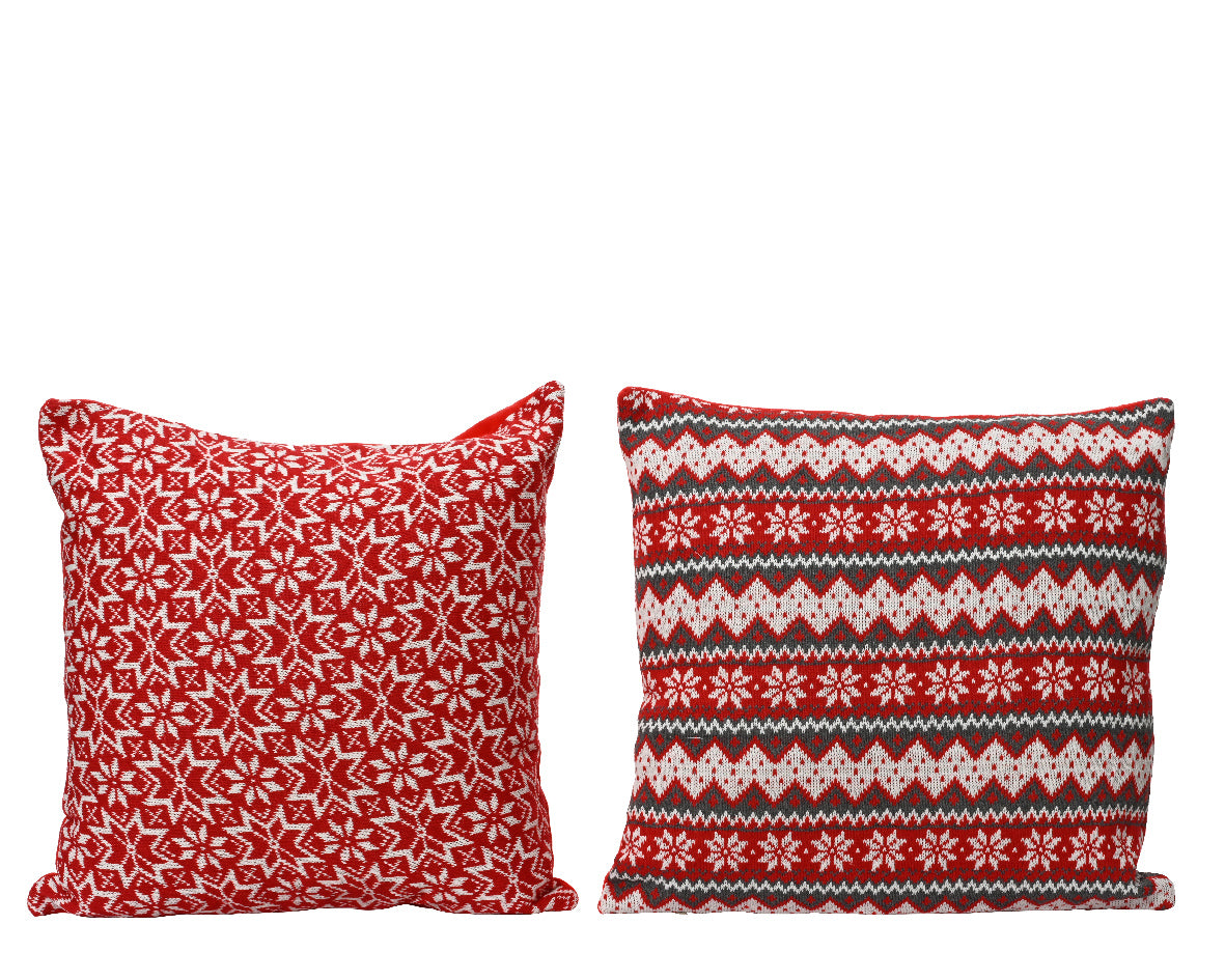 Snowflake Polyester Cushion Set - 2 Pieces - 43 x 43 x 2.5 cm