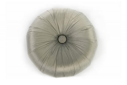 Gray Velvet Metal Design Pouf - 36cm x 36cm x 30cm