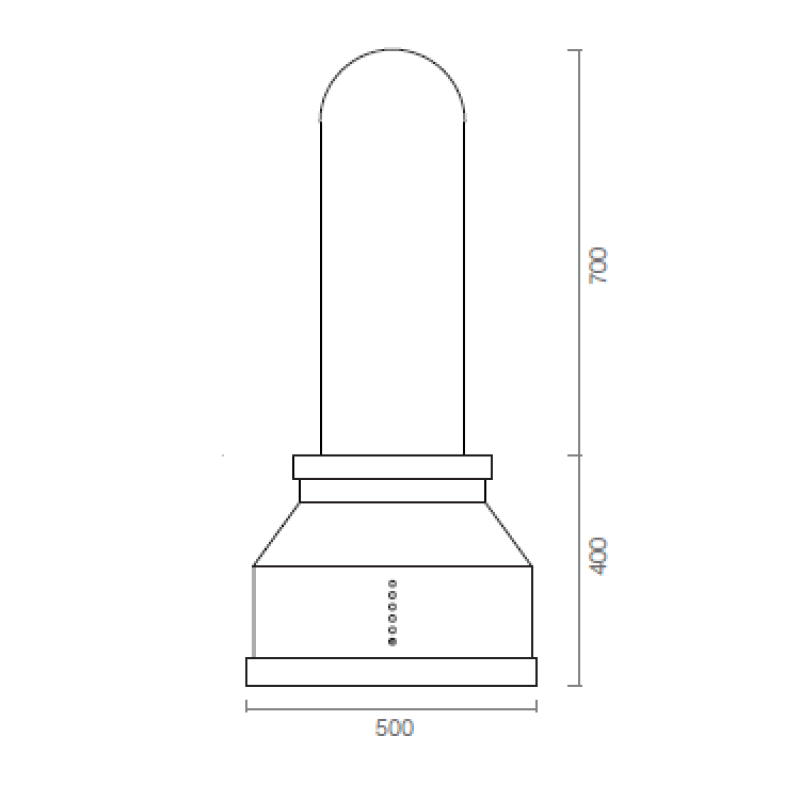 URBAN extractor hood 100% in burnished stainless steel Ø50 cm