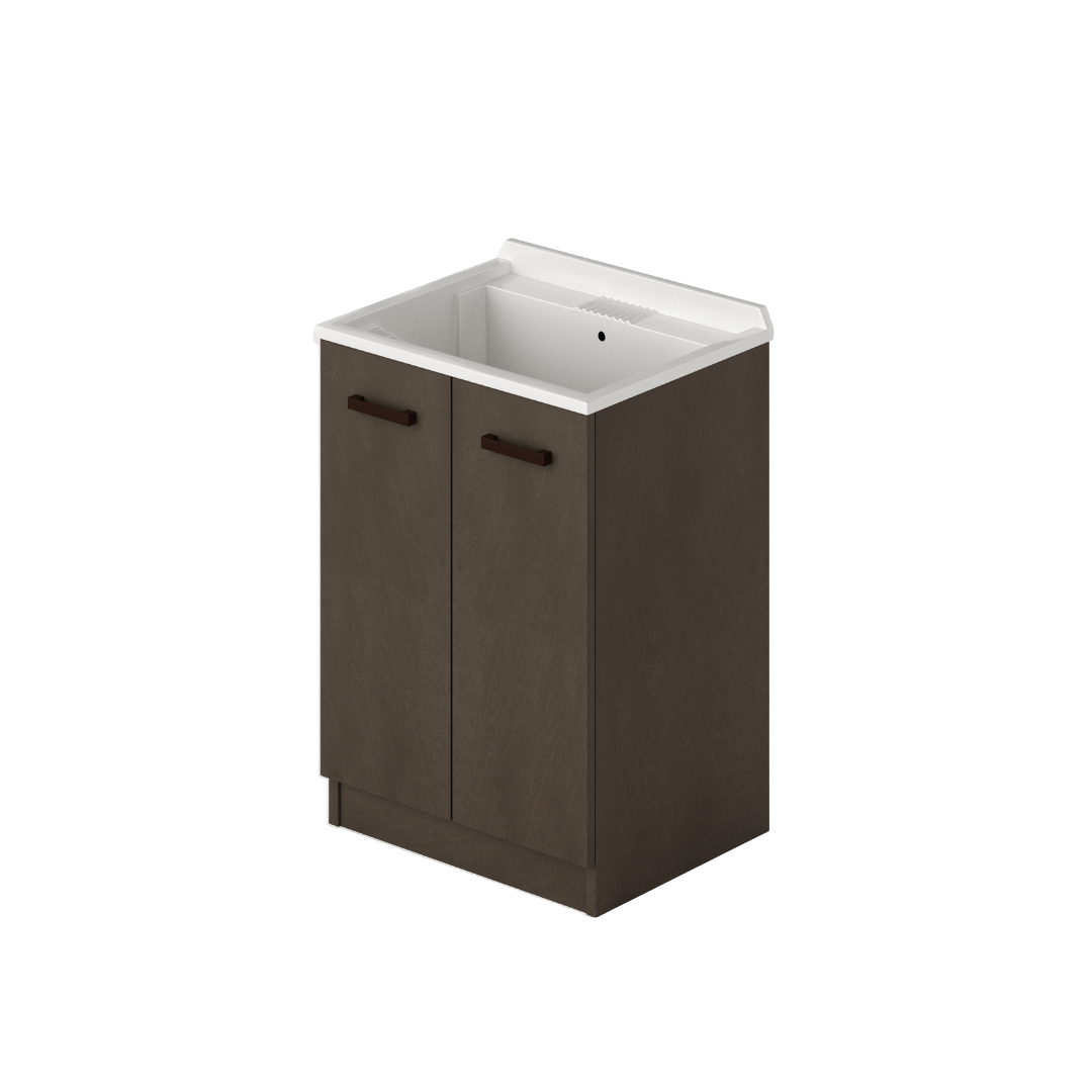 Laundry sink cabinet with 2 doors in Mud color H86x61x50cm