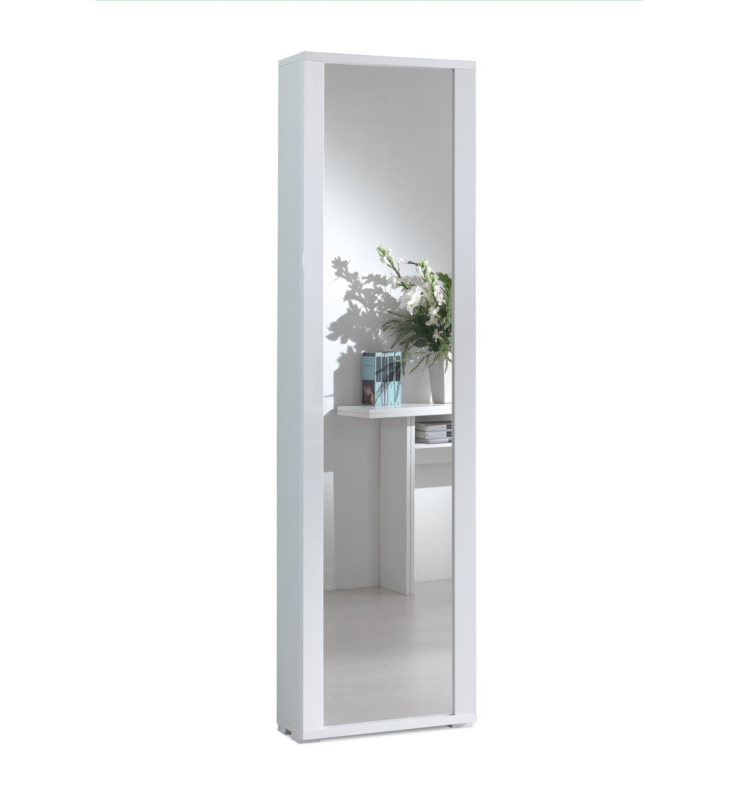 Cabinet With Mirror Frame Door Seven Shelves white mirror frame white