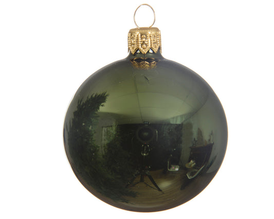 Weihnachtskugel glänzendes grünes Glas ø 6cm