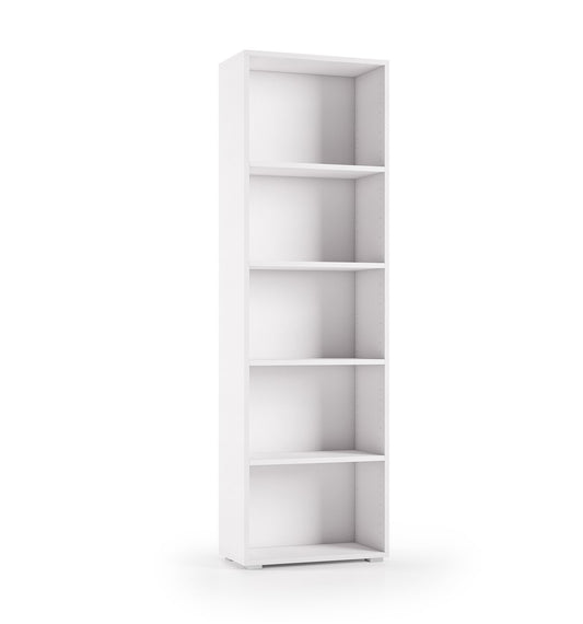 Compact Bookcase With Five Adjustable Shelves white