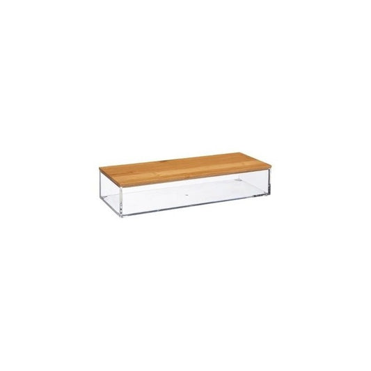 Recipiente de cocina rectangular con tapa de bambú 25,6x9,6x h5,5 cm