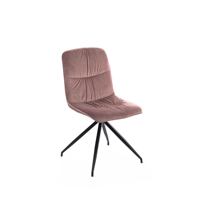 Silla de tela microfibra efecto terciopelo rosa antiguo 438xh. 86.5 cm