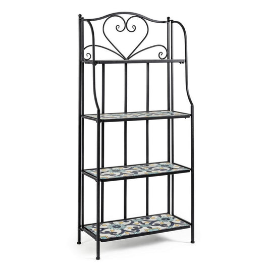 Country style Positano 4-shelf metal bookcase cm 57x28x133h Iperbriko