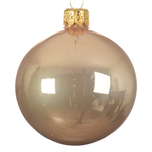 Glossy caramel Christmas ball Ø10 cm