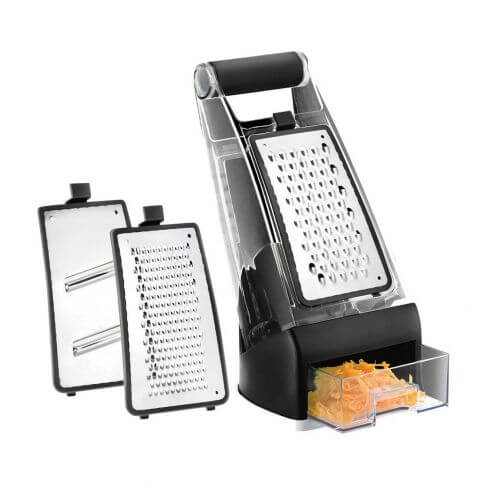 Grater set with 3 blades and black container