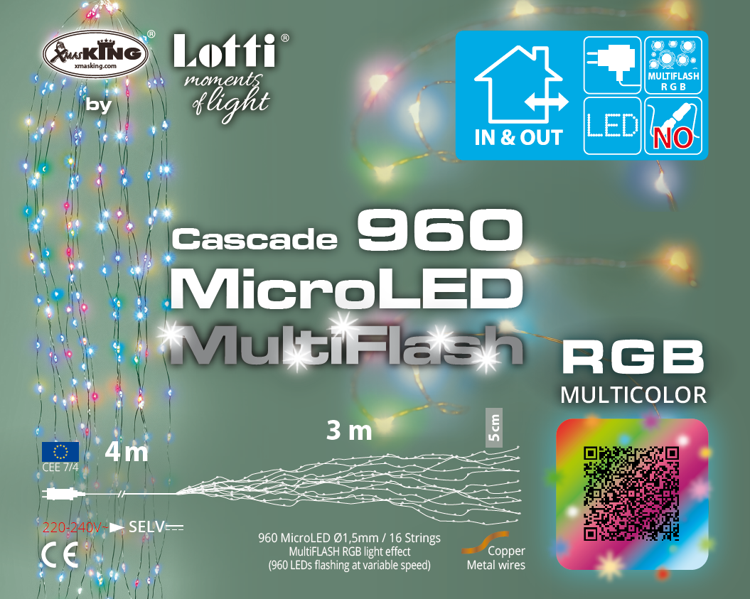 Waterfall 960 MicroLED RGB 16x60 H300cm Christmas Lights