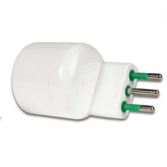 Single Asymmetrical Space Saving Plug Adapter 2P T 10A Plug