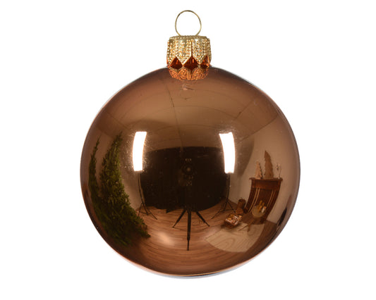 Shiny Copper Red Glass Christmas Ball Ornament ø 8cm