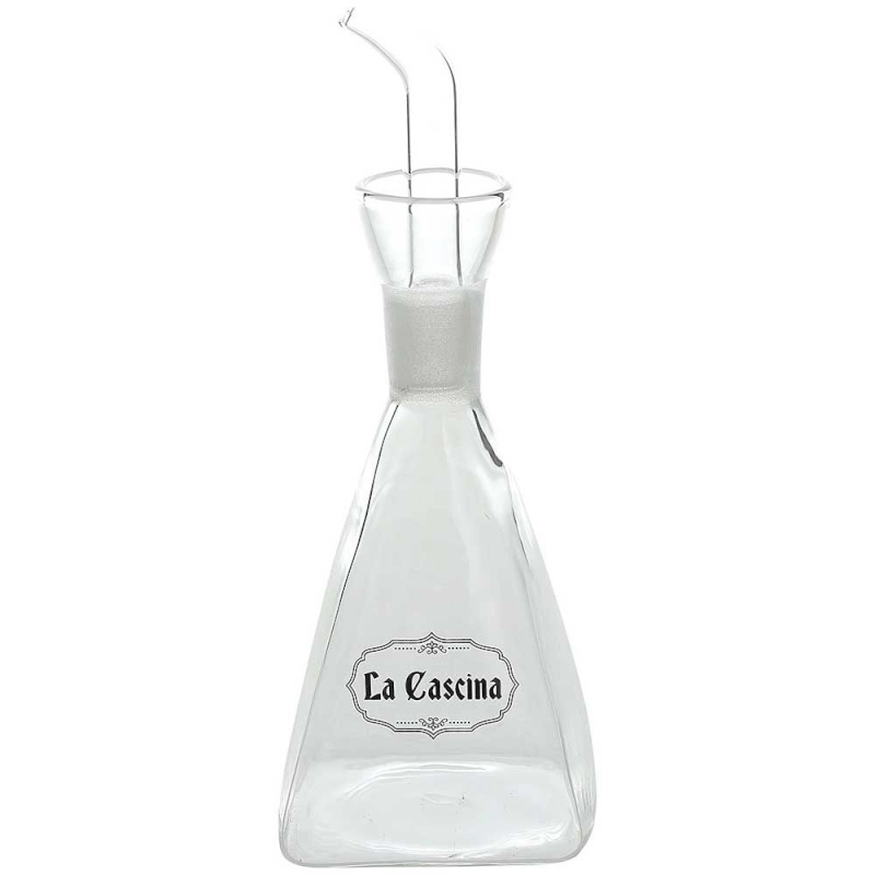 Medium pyramidal cruet with drip stopper 280 cc La Cascina in transparent glass