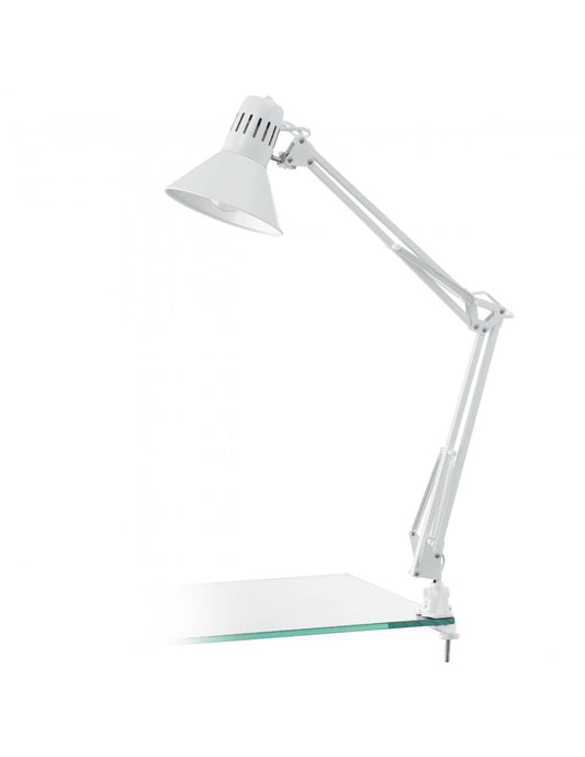 Firmo desk lamp with white Eglo clamp.