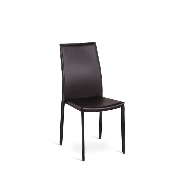 Set of 4 Chocolate Faux Leather Dining Chairs with Metal Frame - 41x42x95 cm