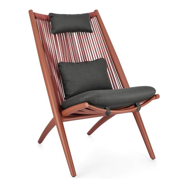 Terracotta Aloha Lounge armchair with cushions 66x84x98h cm