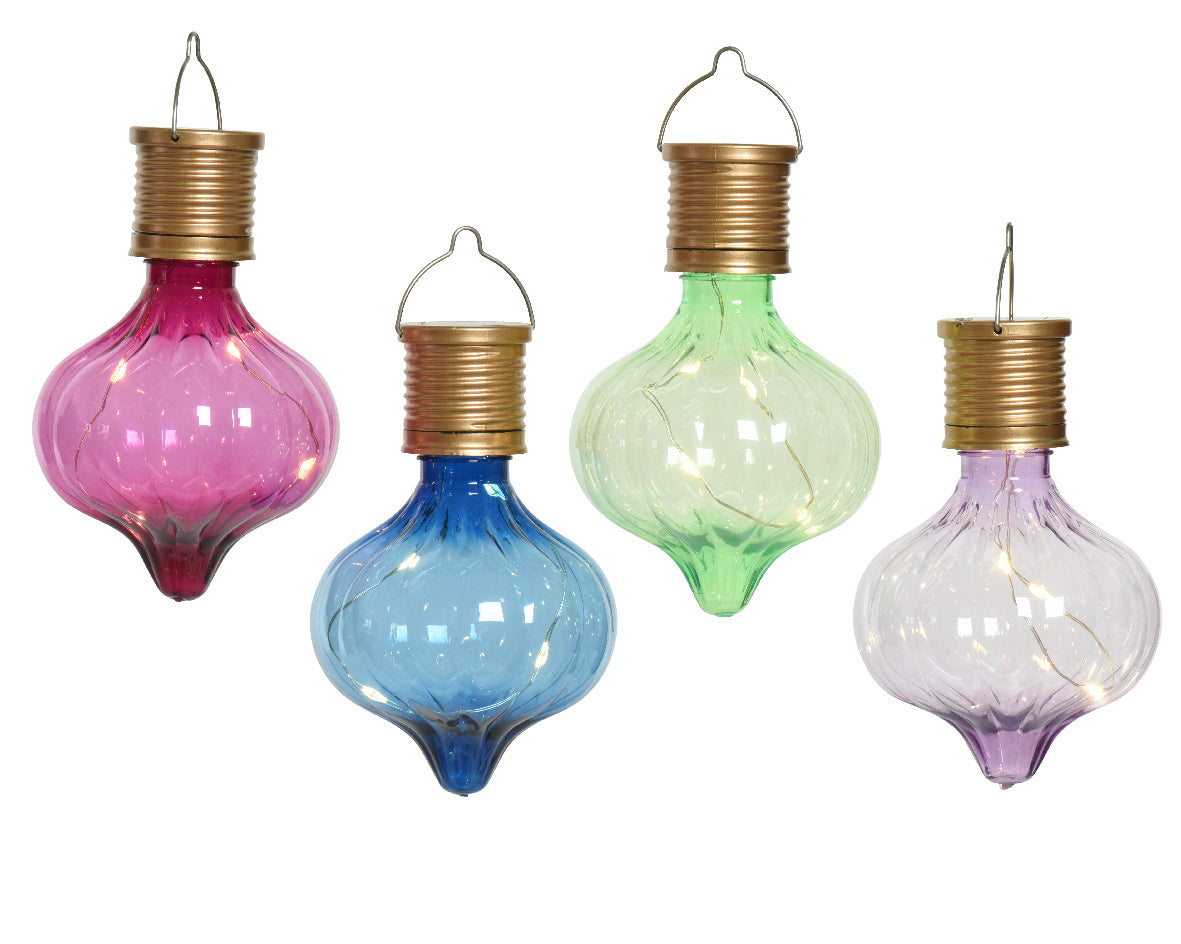 Fixed plastic solar light bulb 4 assorted colours