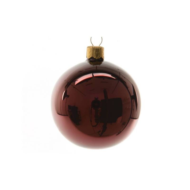 Christmas ball in glossy dark red tree decoration glass cm 15