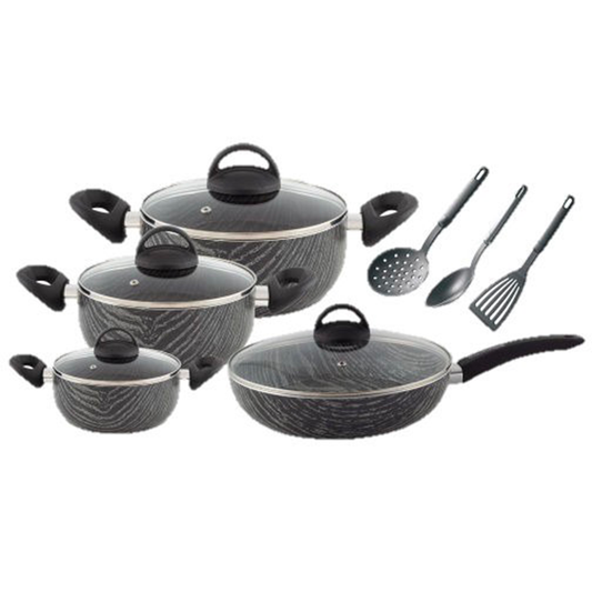 11-Piece Aluminum Cookware Set with Glass Lids