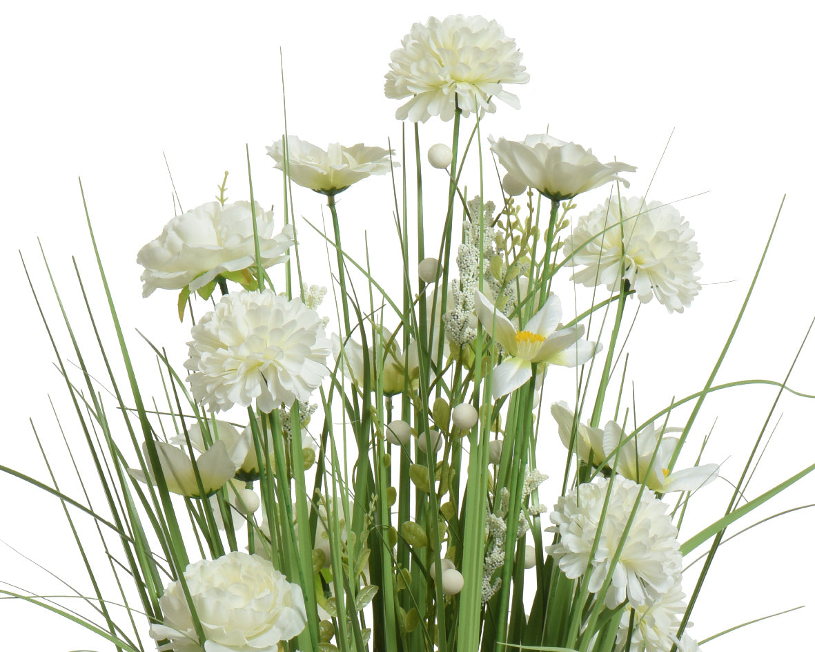 Ramo de Flores Artificiales en poliéster blanco y verde