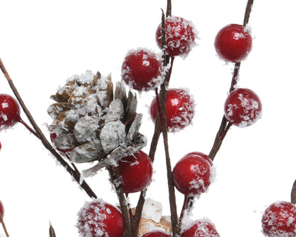 Branch with snow-covered berries H30 cm