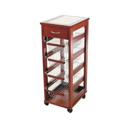 Space-saving Vesuvio fruit trolley in solid wood