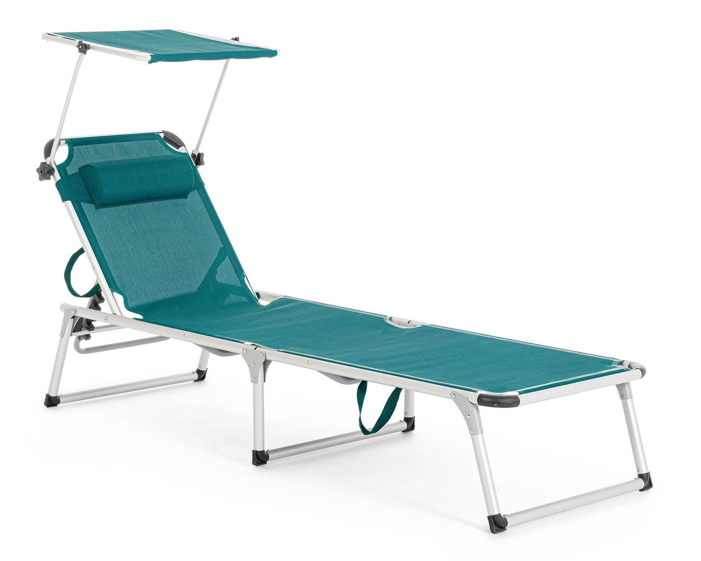 Folding Sun Lounger with Canopy - 193x76x31 cm