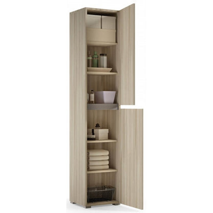 Multipurpose cabinet with 2 doors, groove handle, 4 adjustable elm shelves