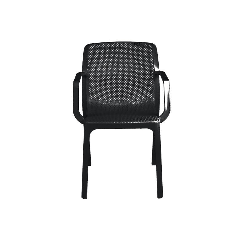 Silla Dalian Jardín Polipropileno Antracita Con Reposabrazos 46,5X53,5X H55 Cm