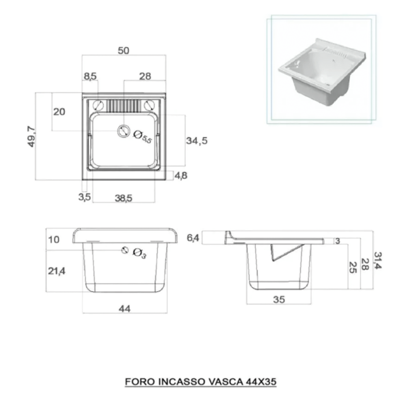 Lavabo 2 puertas roble blanco cm 50x50