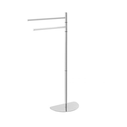 Standing towel holder with two arms in chromed steel 26x16x h81 cm