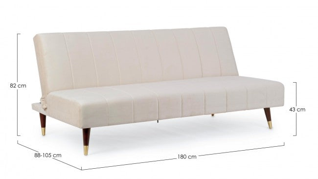 Alma Sofa Bett 3 Sitze Samt -Effekt 180x88x82h cm