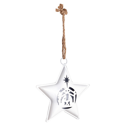 Colgante estrella de natividad en color blanco Alt. 17 cm