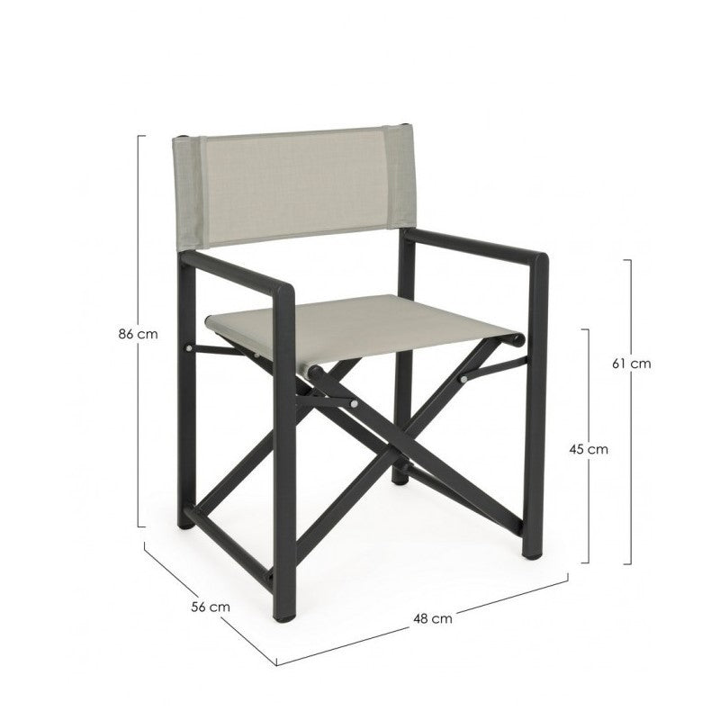 Folding garden director chair Dark Gray - Bone TAYLOR 48x56x h86 cm