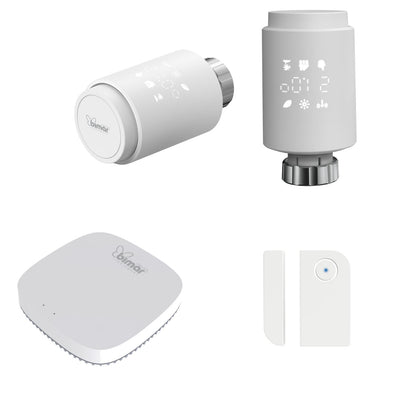 Smart Home Automation Control Kit - 2 Thermostatic Valves, 1 Gateway, and 1 Door/Window Sensor - 193x130x105 mm