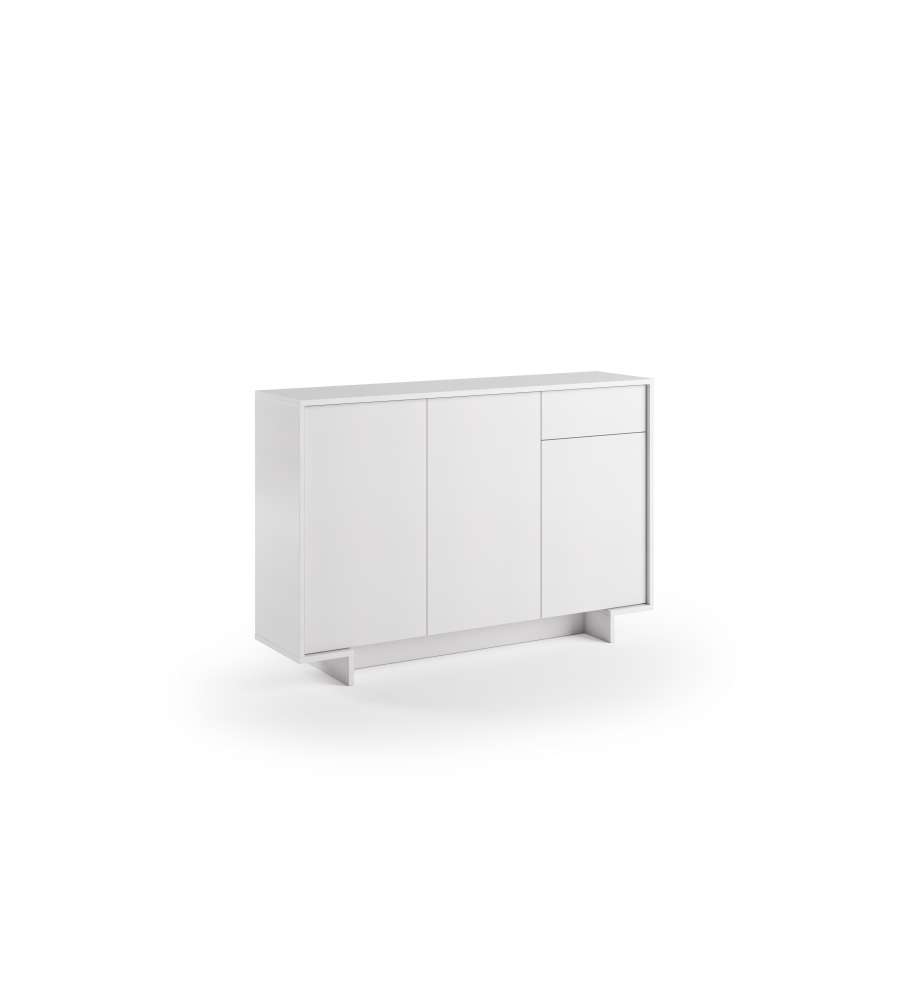 Slim sideboard with 3 doors, drawer and three internal shelves in white