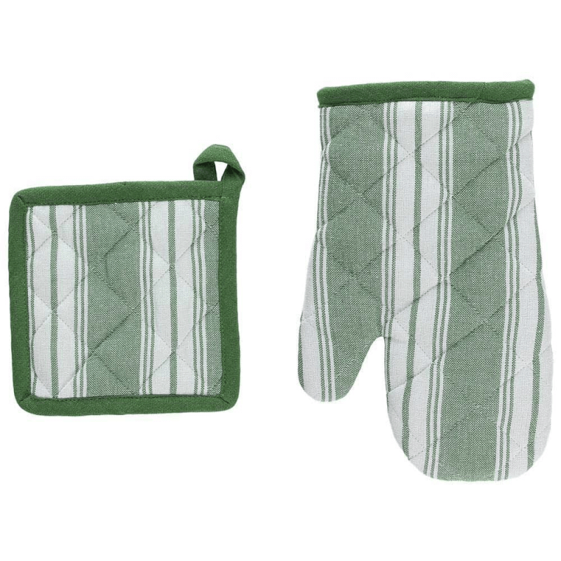 Oven Glove Set With Green Cotton Green Pot Holder