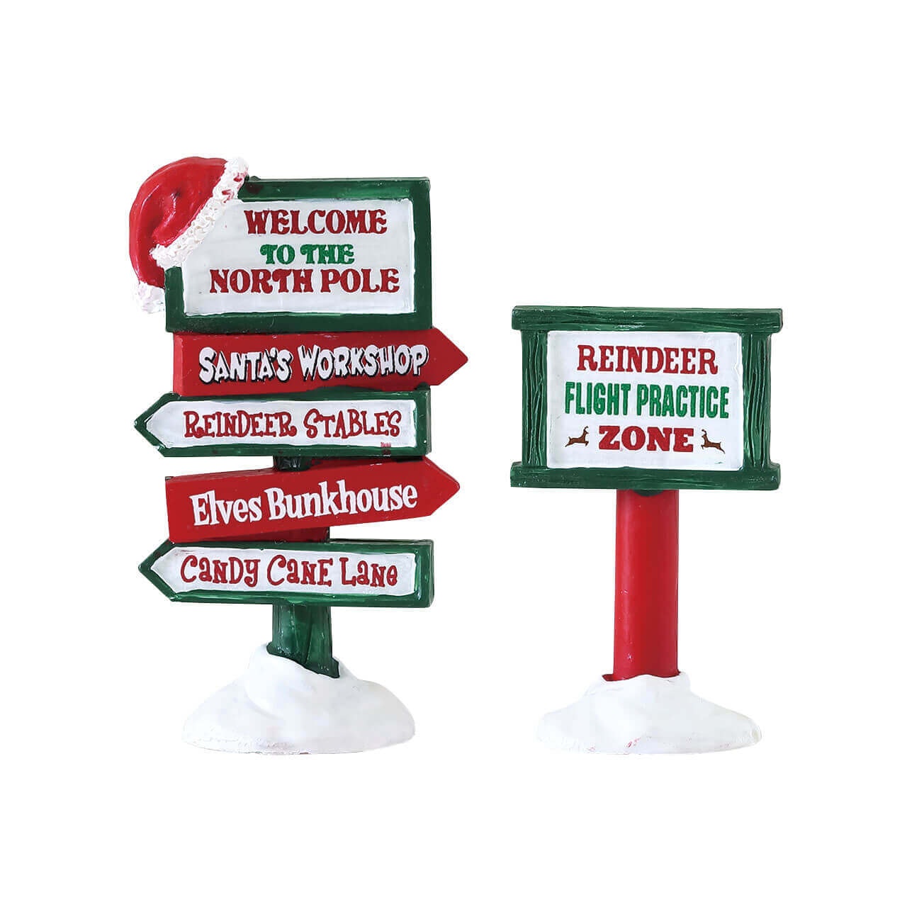 Set of 2 North Pole Signs - Imaginative Christmas Village Decor