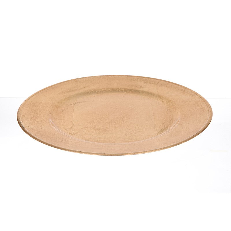 Round gold plastic table charger