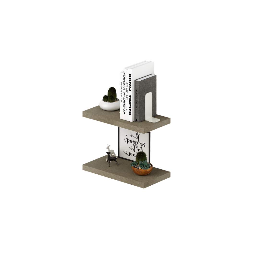 Paar lehmfarbene Wandregale H2,2x45x23cm